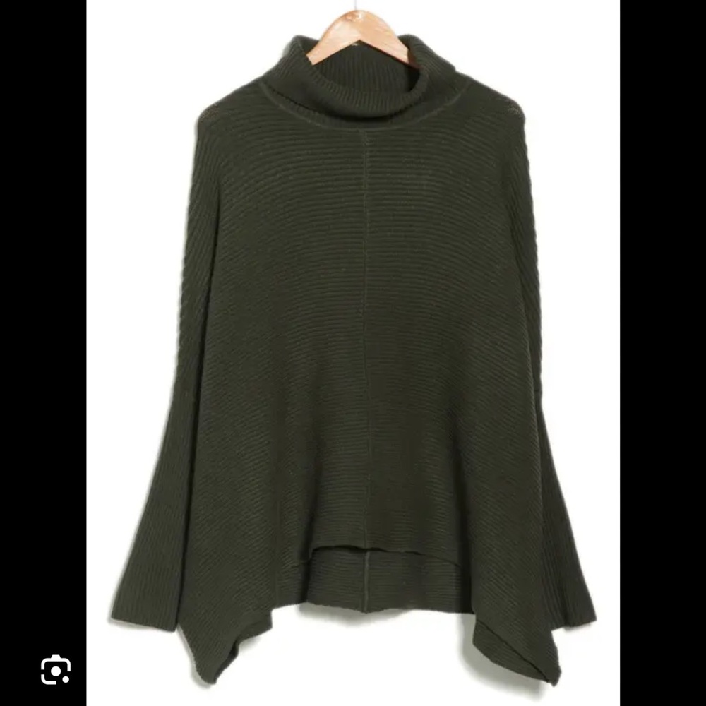 Sweet Romeo Ribbed Oversized Mock Neck Sweater Olive Green Small/Medium